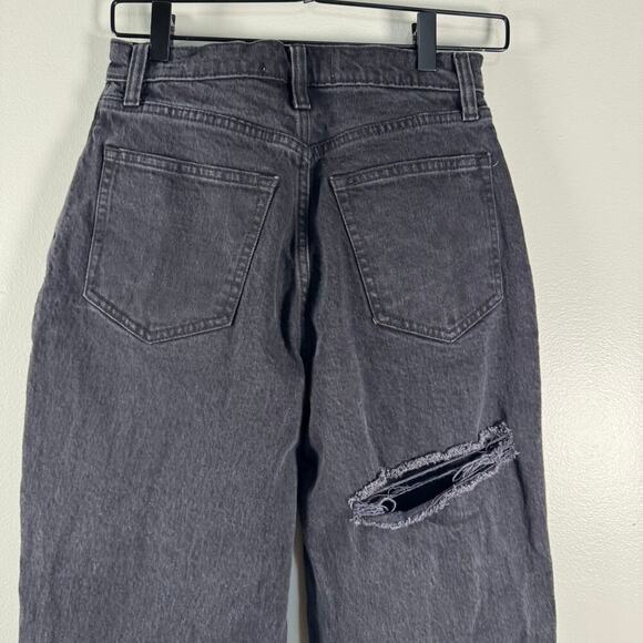 Abercrombie & Fitch Women Black Distressed The 90s High Rise Straight Jeans 27/4 - Picture 5 of 9